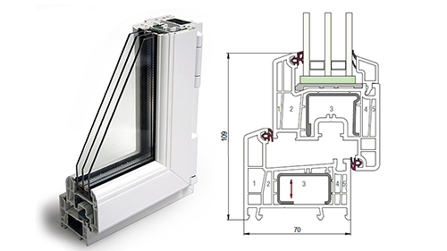 Окно ПВХ 2050 x 1415 - REHAU Delight-Design 32 мм Электроугли